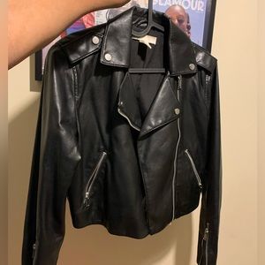 Black faux leather Moto jacket (H&M)
